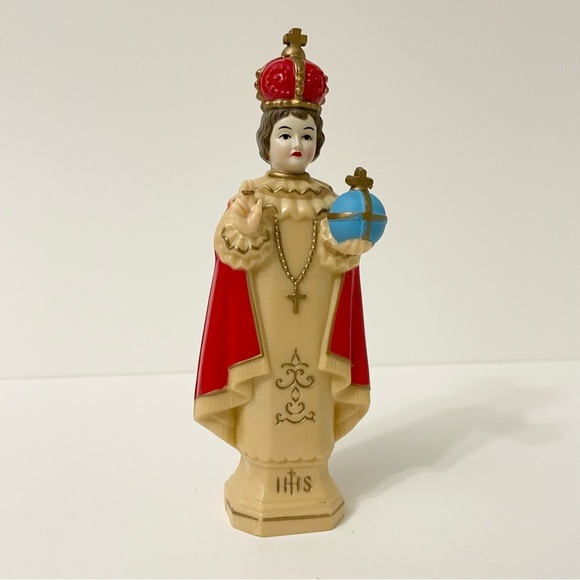 Vintage Infant Prague Child Jesus Figure Statue Crown Figurine - Picture 1 of 16